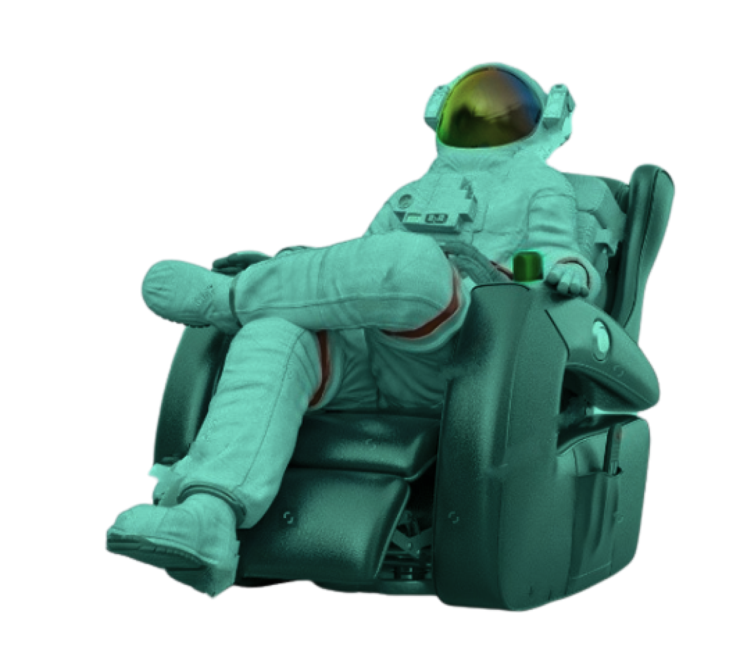 Astronauta relaxando numa poltrona